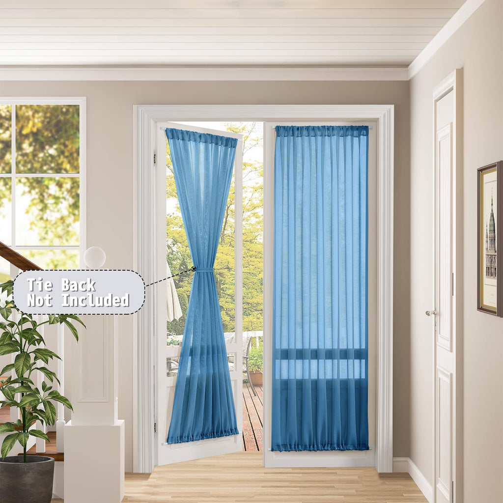 Sheer Door Curtains Closet Linen Textured Curtain Sheers Doorway Light Filtering Voile Patio Glass Door Rod Pocket Curtains French Doors