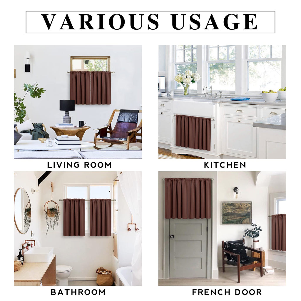 Small Window Curtains 45 inches Length for Kitchen Cafe Bathroom