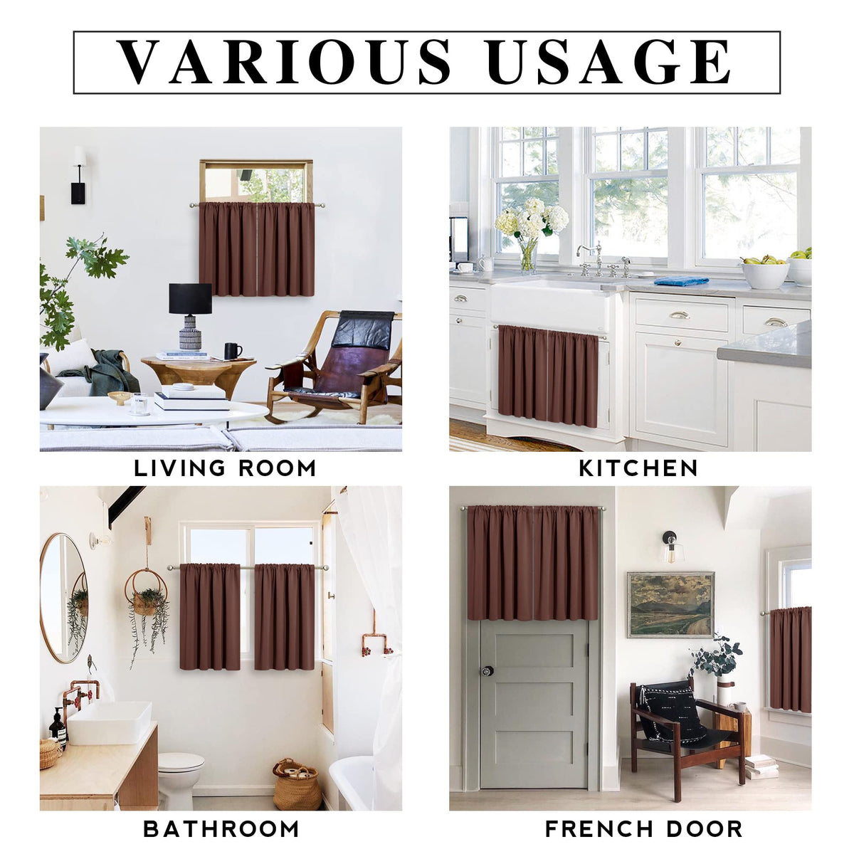 Small Window Curtains 45 inches Length for Kitchen Cafe Bathroom