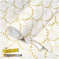 Shelf Liners Non Adhesive Gold Background White Fan (2778.56 sq in sq in)