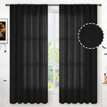 Black Linen Semi Sheer Curtains 52 X 63 Inch Length 2 Panels (2 Count)
