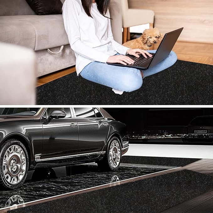 3' x 58' Runner Rugs with Rubber Backing, Indoor Outdoor Utility Carpet Runner Rugs, Black, Can Be Used as Aisle for The RV and Boat, Laundry Room and Balcony