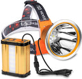 Super Bright Rechargeable LED Headlamp Flashlight with 3 Lighting Modes, External Battery Pack, Waterproof Portable Headlight for Camping, Hiking, Biking, Hunting, Fishing, Outdoor Adventures