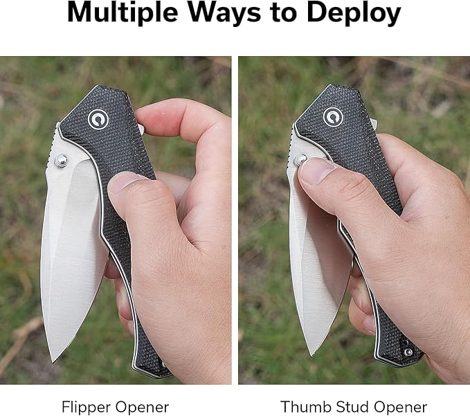 CIVIVI Photonix EDC Pocket Knife, Folding Knife with 3.7" 14C28N Blade Micarta Handle with Pocket Clip for Men Women, Camping Hiking Fishing Knife C23081B-3, Dark Green