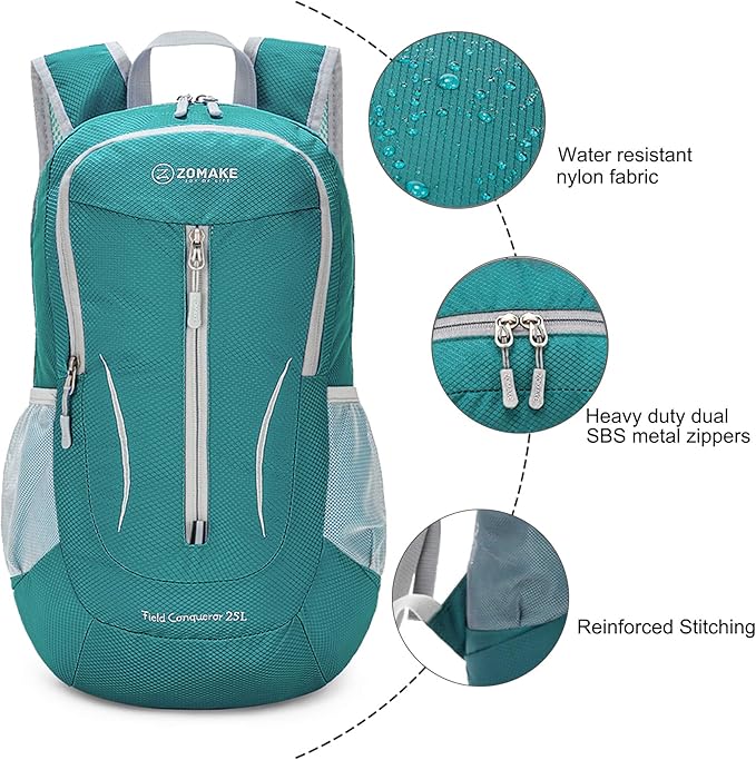 ZOMAKE Ultra Lightweight Packable Backpack 25L, Foldable Hiking Backpacks Water Resistant Small Folding Daypack for Travel(Army Green-NEW)