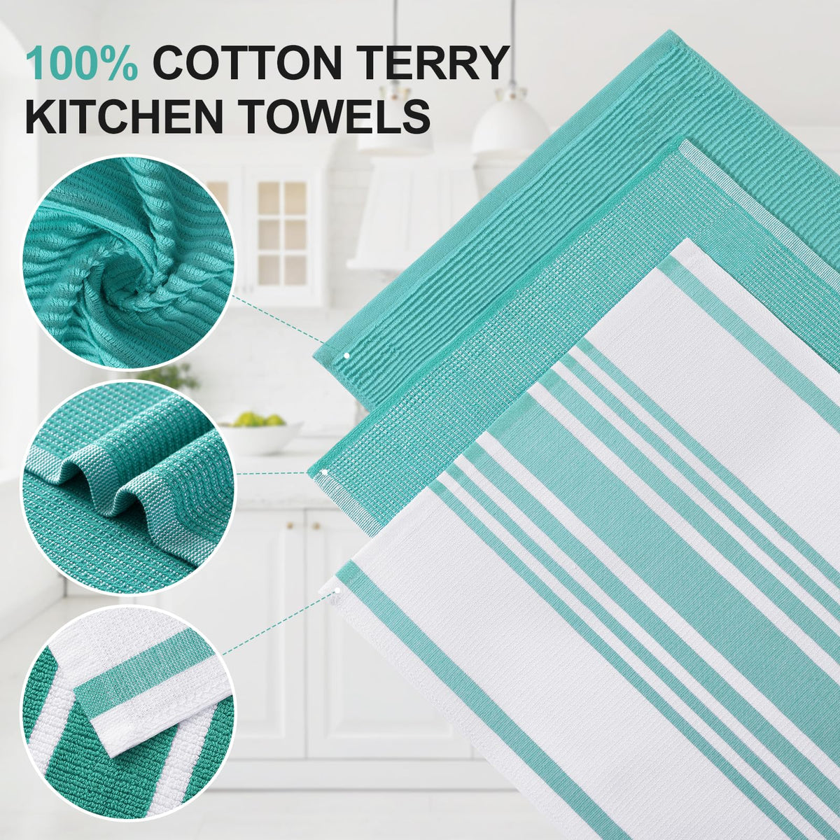 Cotton 380 GSM Premium Kitchen Towels (12 Count)