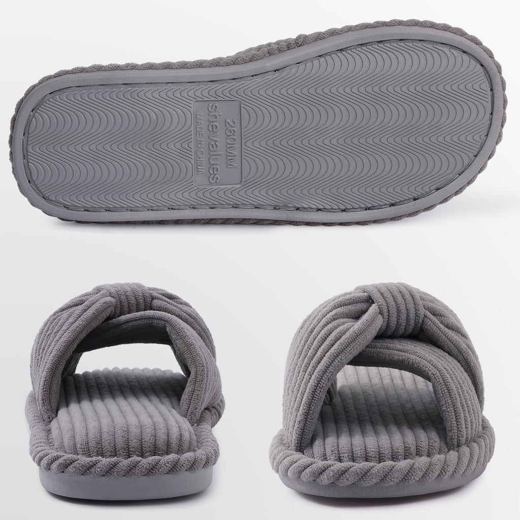 Summer House Slippers for Women Corduroy Open Toe Indoor Slippers