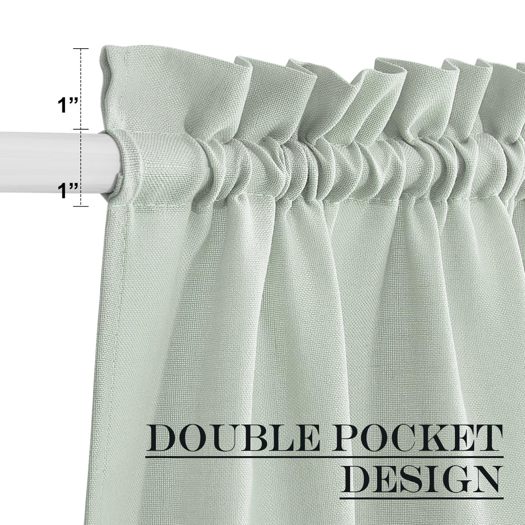 Sage Green Linen Window Sheer French Door Curtain for Privacy