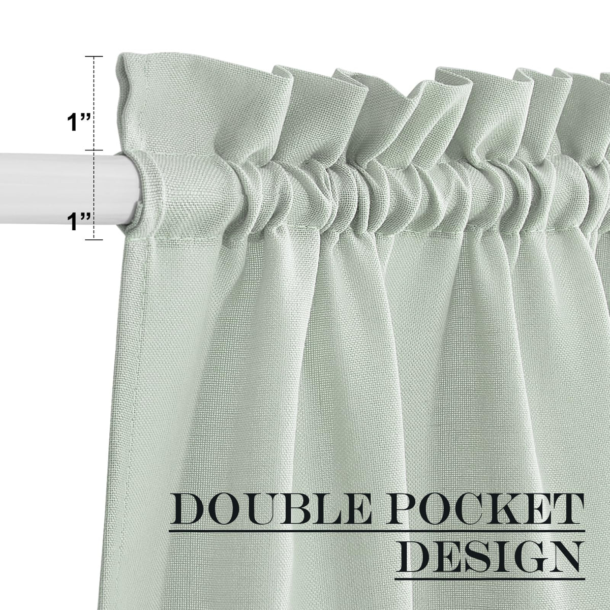 Sage Green Linen Window Sheer French Door Curtain for Privacy