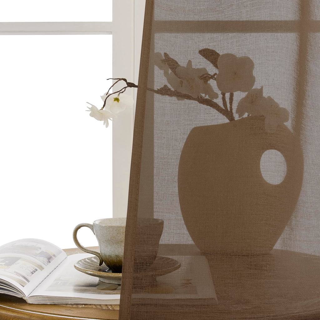 Sheer Door Curtains Closet Linen Textured Curtain Sheers Doorway Light Filtering Voile Patio Glass Door Rod Pocket Curtains French Doors