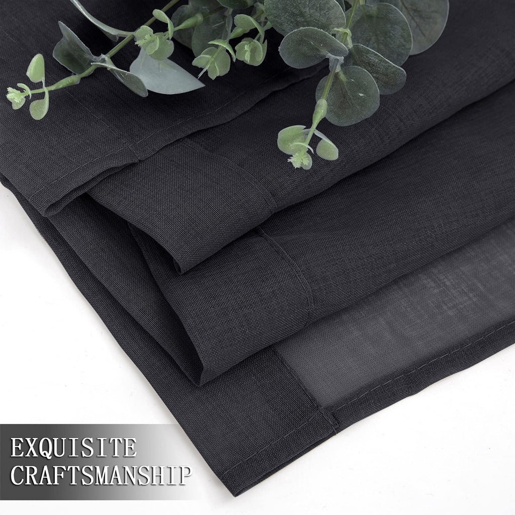 Sheer Curtains Linen Textured Bedroom Curtain Sheers Light Filtering Rod Pocket Voile Curtains for Living Room (2 Count)
