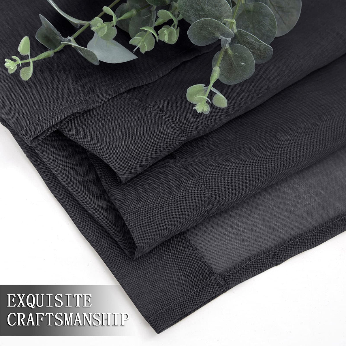 Sheer Curtains Linen Textured Bedroom Curtain Sheers Light Filtering Rod Pocket Voile Curtains for Living Room (2 Count)