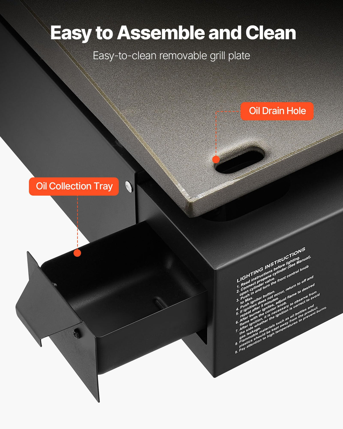 VEVOR Gas Griddle, 2 Burner Tabletop Griddle, 22 inch Portable Griddles Propane with Lid, Oil Drain Hole & Oil Collection Tray, 22000BTU Camping Flat Top Grill for Outdoor Cooking, Tailgating