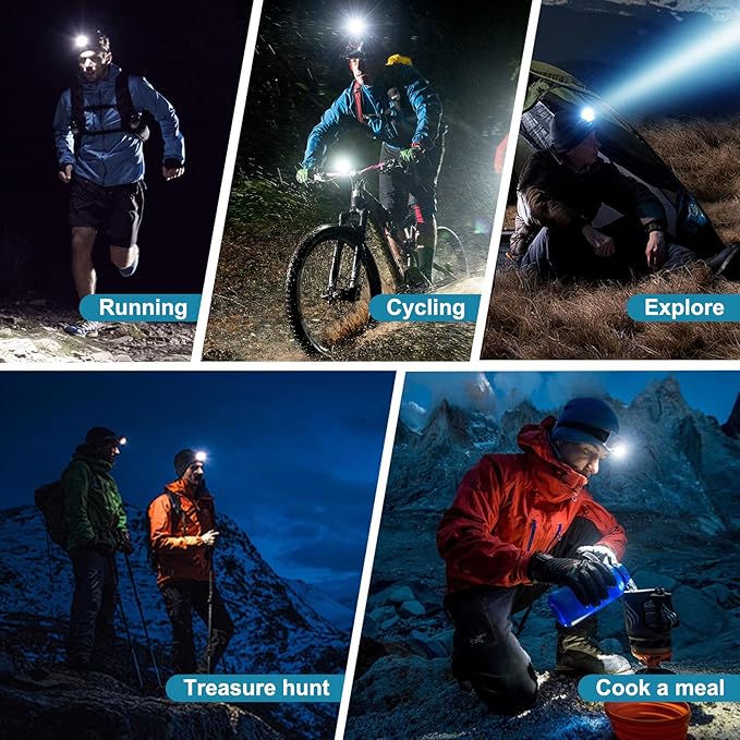 Headlamp Flashlight Rechargeable - 1500 Lumens Right Angle Headband LED Headlight, Waterproof Head Flashlight for Adults Outdoor, Camping, Hiking, Fishing, Emergency, Magnetic，USB C
