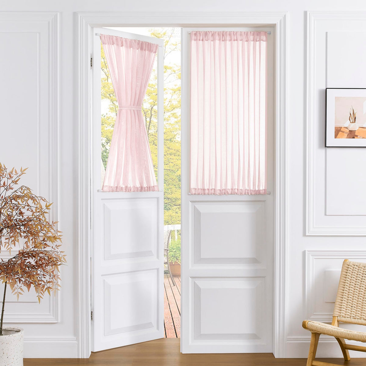 Sheer Door Curtains Closet Linen Textured Curtain Sheers Doorway Light Filtering Voile French Doors Rod Pocket Curtains Patio Glass Door