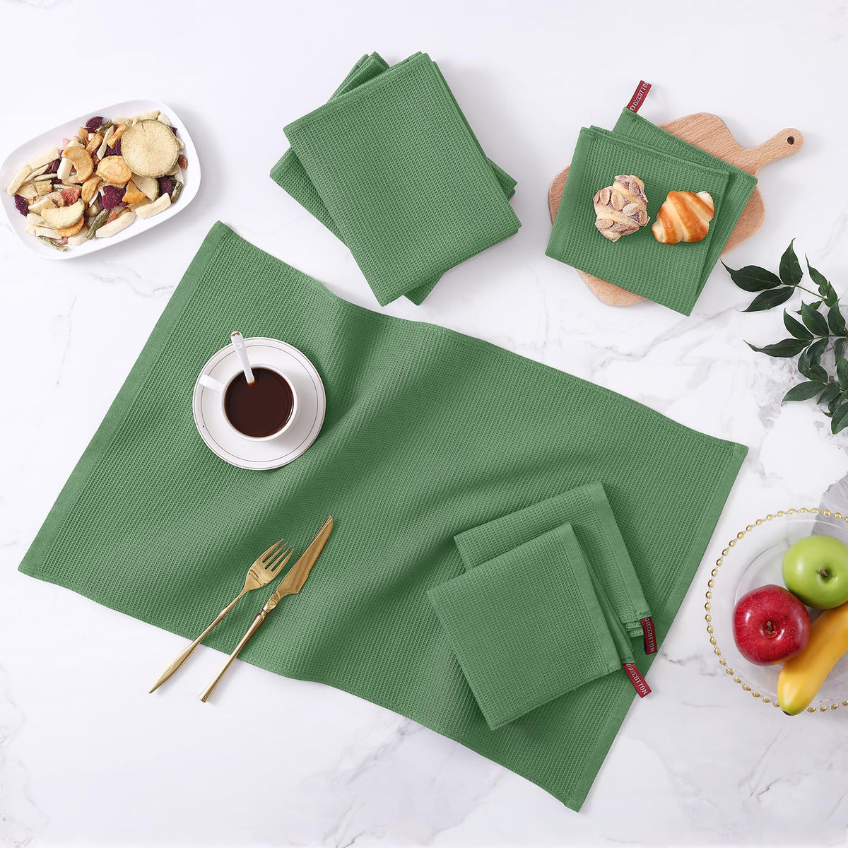 100% Cotton Waffle Weave Dish Cloths (6 Count)