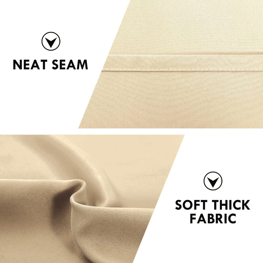 Blackout Curtains for Bedroom Living Room 38 x 84 Inch Long Beige (2 Count)