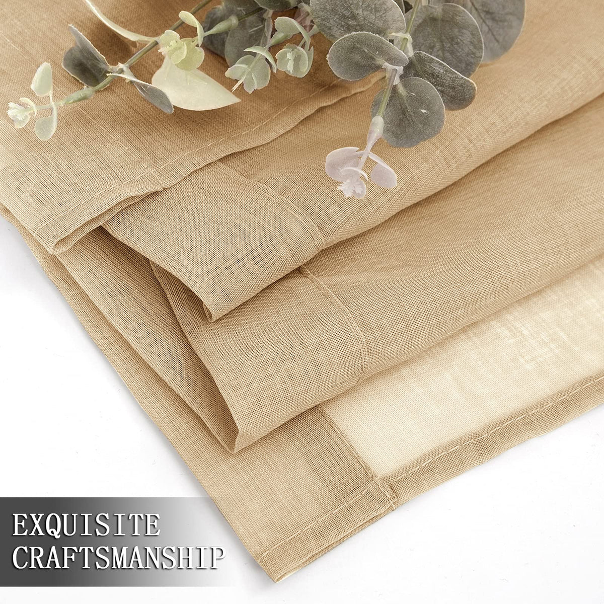 Short Sheer Curtain Living Room Linen Textured Curtains Sheer Light Filtering Voile Rod Pocket Curtain for Bedroom (2 Count)