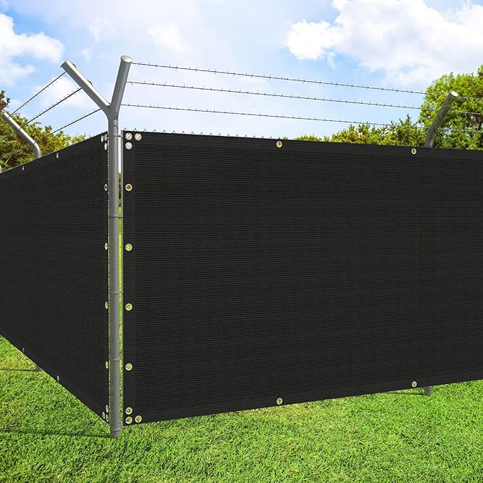 ECOOPTS 4'x229' Privacy Fence Screen Windscreen with Copper Grommets, Fit for Commercial Fence and Residential Garden Outdoor 90% UV Blockage, Cable Zip Ties Included (Black)