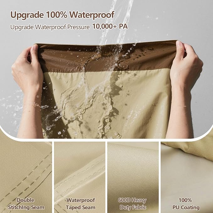 Outdoor Patio Furniture Cover - Heavy Duty Waterproof 600D Tough Canvas Protector for Square Table Cover, All-Season Dining Table and Chair Cover (86L x 86W x 28H Inch)
