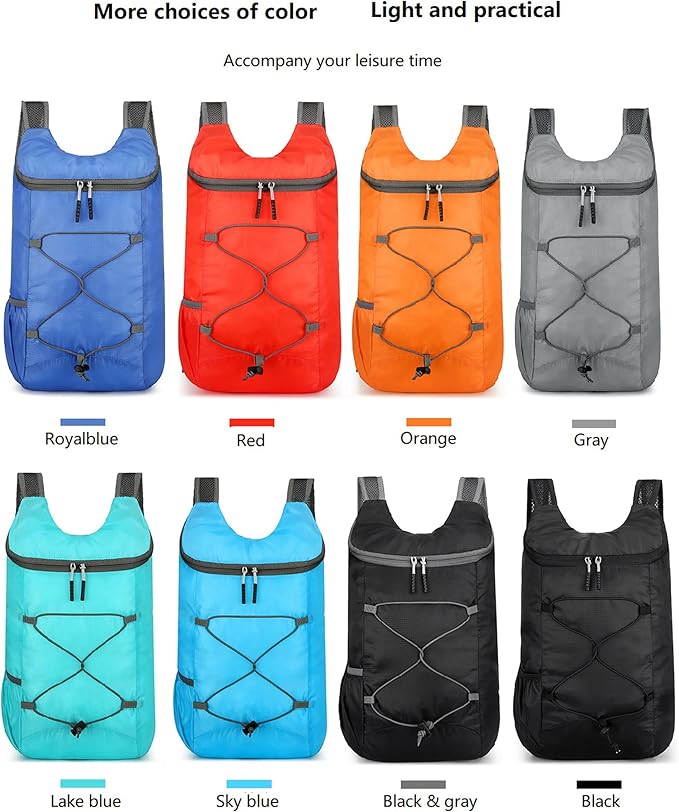 16L Lightweight Foldable Hiking-Backpack Small Packable-Daypack For Travel,Ultralight Water-Resistant Gym Bag Men Women Easy Carry-on (Red)