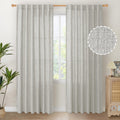 Light Grey Linen Semi Sheer Curtains 80 Inch Length for Living Room (2 Count)