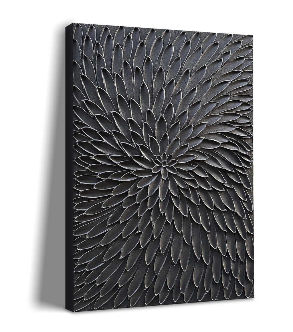 Art Hand Painted Thick Textured Black Abstract Style Oil Painting