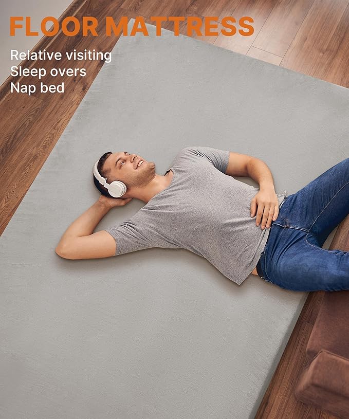 3 Inch GAIALOOP Thick Memory Foam Camping Mattress Sleeping Pad [Car/Tent/Cot] Glamping Portable Floor Mat Roll Up Futon Mattress for Guests Sleepover