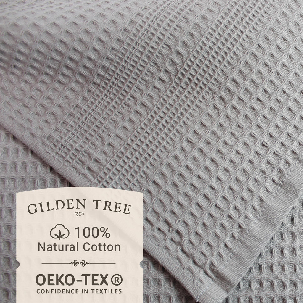 Waffle Hand Towels for Bathroom Quick Dry Towel Super Absorbent Thin 100% Cotton Lint Free (2 Count)