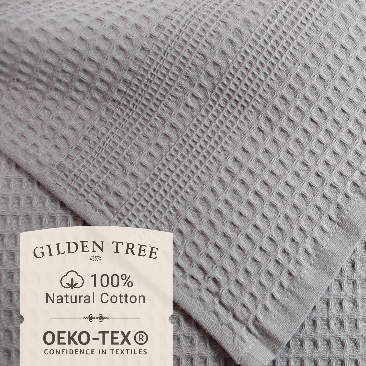 Waffle Hand Towels for Bathroom Quick Dry Towel Super Absorbent Thin 100% Cotton Lint Free (2 Count)