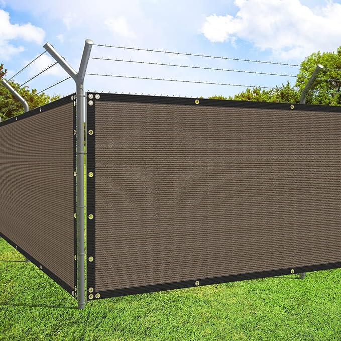 ECOOPTS 8'x288' Privacy Fence Screen Windscreen with Copper Grommets, Fit for Commercial Fence and Residential Garden Outdoor 90% UV Blockage, Cable Zip Ties Included (Brown)