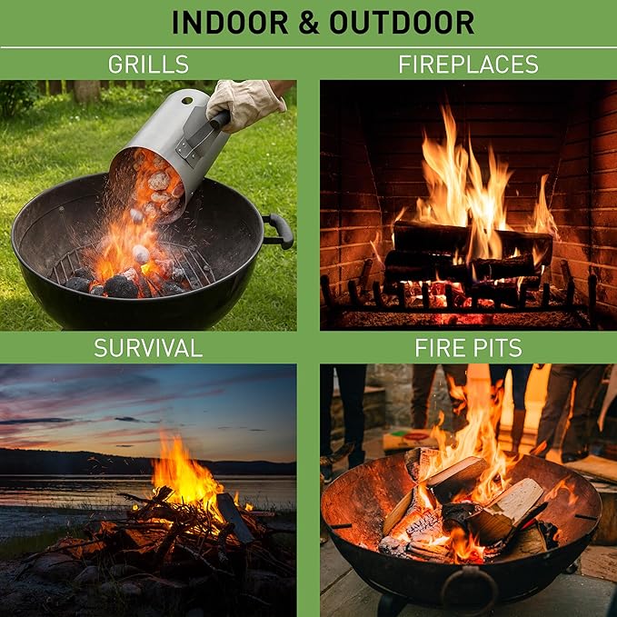 Dextreme Fire Starter (60 PCS) Natural Fire Starters for Campfire, Charcoal Starter, Fireplace, Wood Stove, BBQ, Chimney, Fire Pit, and Grill | All Weather, Odorless, Non-Toxic, w/10 Min Burning Time