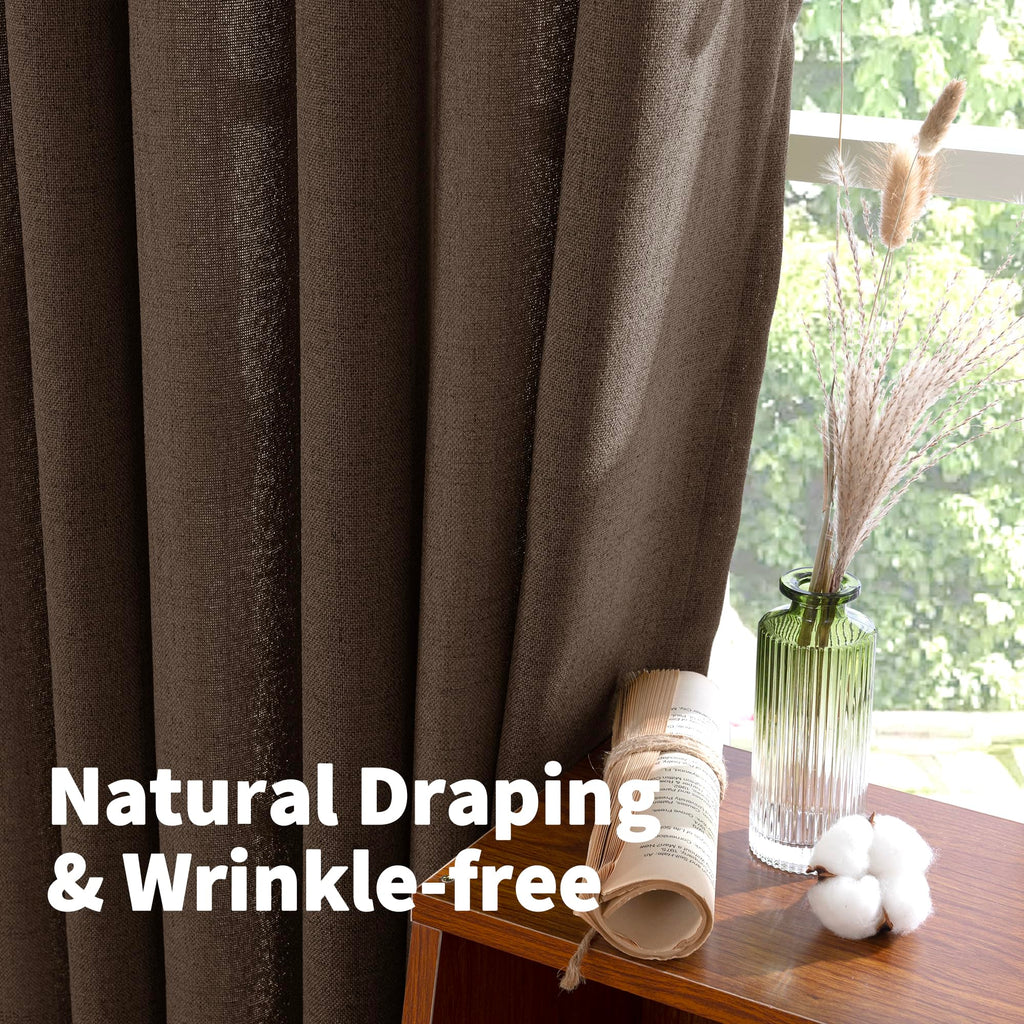 Brown Linen Curtains 48 Inches Long (2 Count)