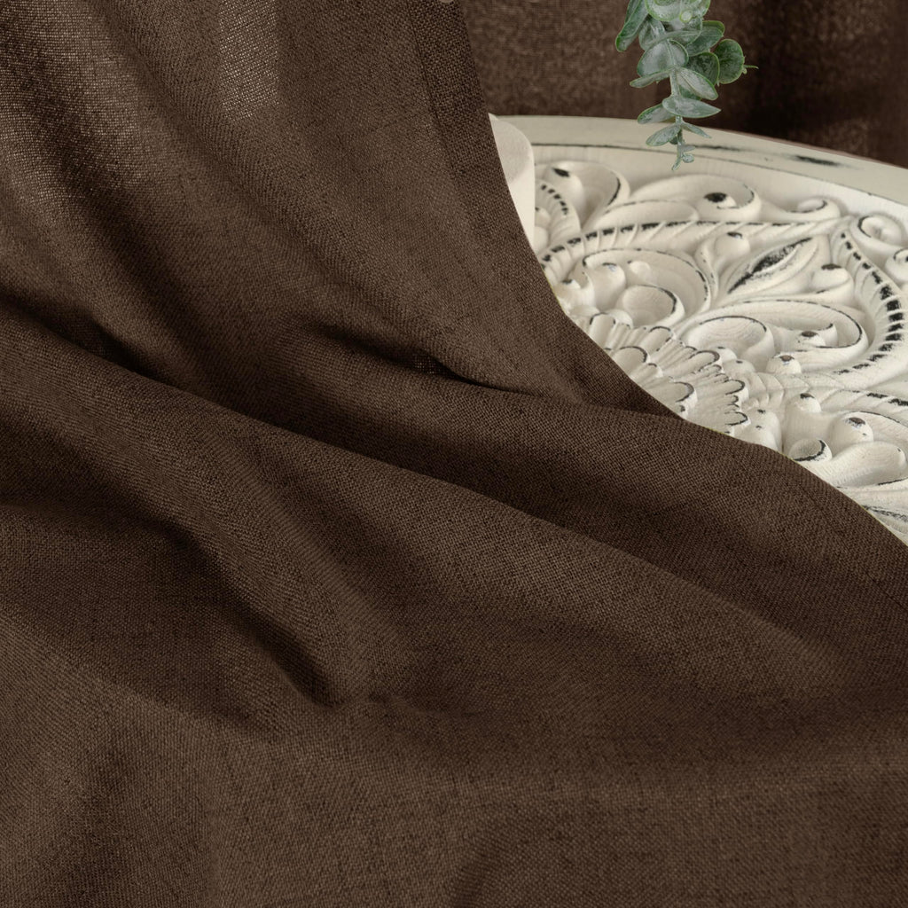 Brown Linen Curtains 40 Inches Long (2 Count)