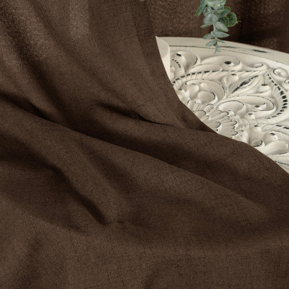Brown Linen Curtains 40 Inches Long (2 Count)