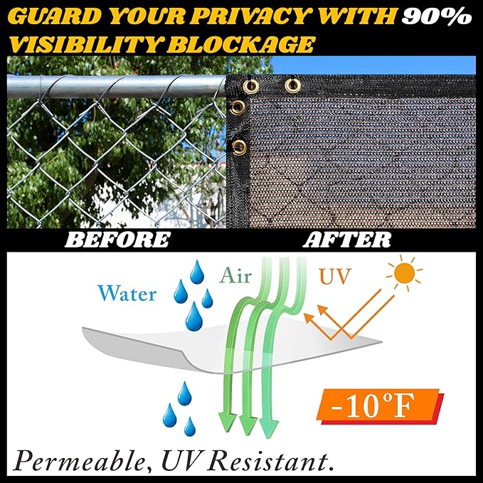 Royal Shade Custom Size 4' x 71' Brown Fence Privacy Screen Windscreen Cover Netting Mesh Fabric Cloth - Cable Zip Ties Included (We Make Custom Size)