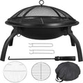 Yaheetech 21inch Fire Pit Portable Folding Steel Fire Bowl Garden Treasures Fire Pit for Outside Fireplace with Carrying Bag, Spark Screen, BBQ Grill & Log Grate for Patio Backyard Camping Bonfire