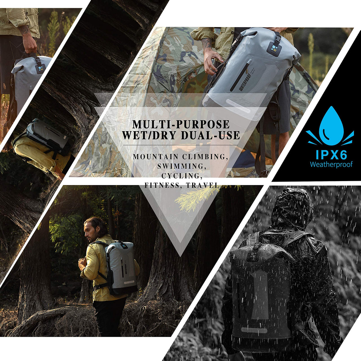 IDRYBAG Waterproof Backpack for Men 20L/30L/40L, Floating Dry Bag Kayak, Dry Backpack Hiking