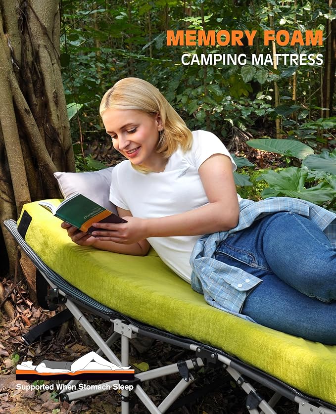 4 Inch GAIALOOP Extra Thick Memory Foam Camping Mattress, Roll Up Floor Sleeping Mat Camp Cot Mattress Pad Travel Camping Couch Bed for Guest Adults Side Sleepers