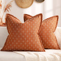 Pillow Covers 22x22 Set of 2 Soft Polyester Textured Pillow Covers with Stylish Flange Edge Cozy Farmhouse Throw Pillows for Couch Bed Sofa Living Room (2 Count)
