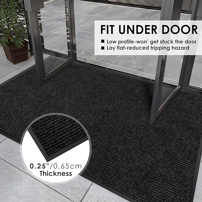 2′ x 9′ Front Door Mat Indoor Outdoor Entrance, Commercial Floor Mat Heavy Duty Dirt Trapper Entryway Doormat, Custom Size Non Slip Rubber Backing Welcome mat, Door Mat for High Traffic Area