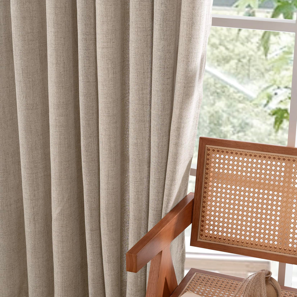 Dark Oatmeal Linen Semi Sheer Curtains 72 Inches Long 2 Panels (2 Count)