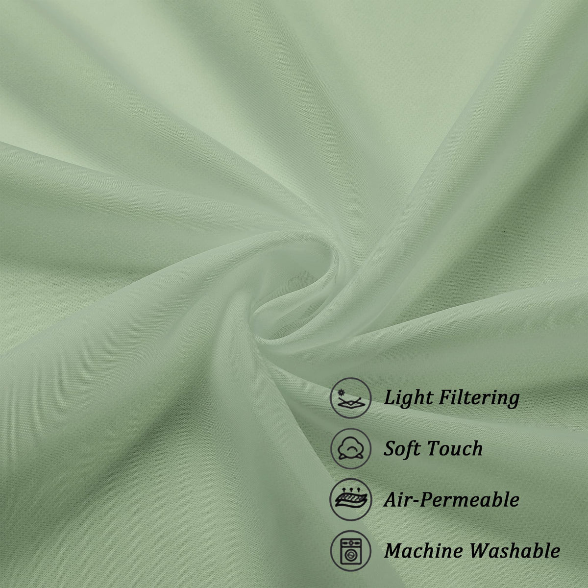 Sage Green Sheer Curtains 45 Inch Long 2 Panels