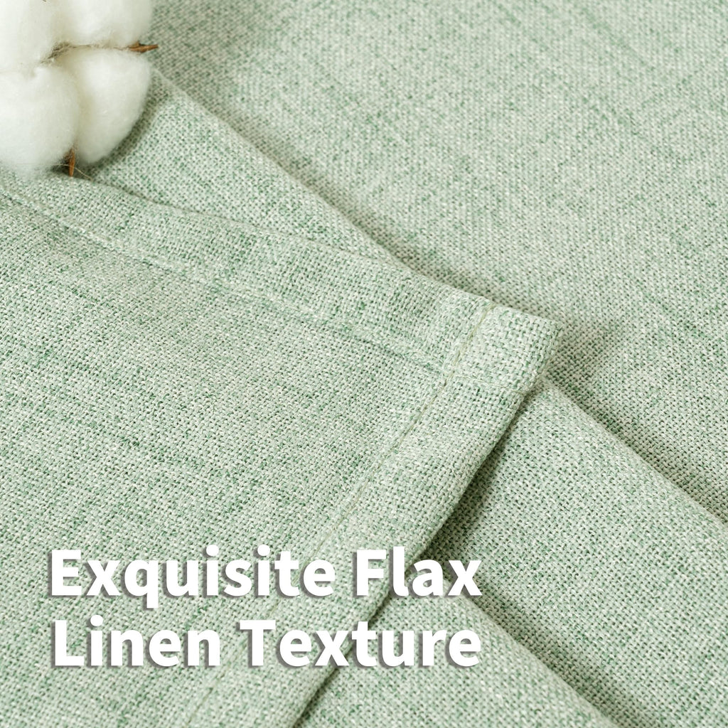 Sage Green Short Linen Curtains 48 Inch Length for Kitchen (2 Count)