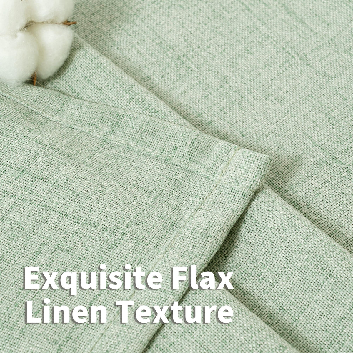 Sage Green Short Linen Curtains 48 Inch Length for Kitchen (2 Count)