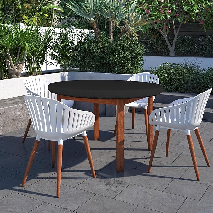 Covers & All Round Table Top Cover, 12 Oz Waterproof UV & Weather Resistant Patio Table Cover, Outdoor Table Cover for Patio Outdoor Furniture & Coffee Table (48" Dia x 4" H Inches, Black)