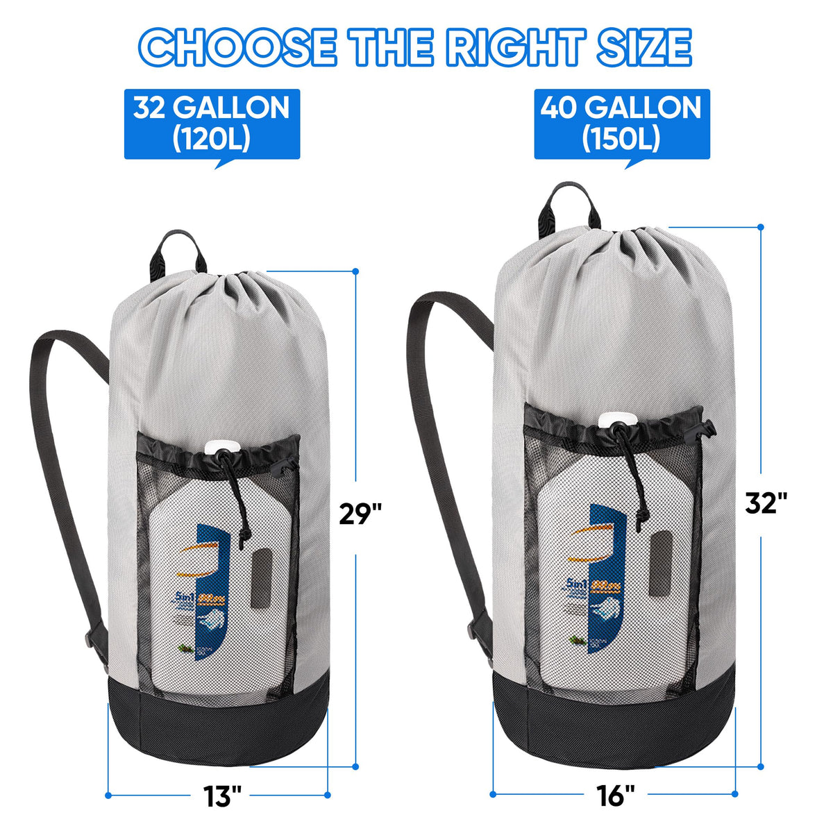 2PK 150L Laundry Bag Backpack (2 Count)