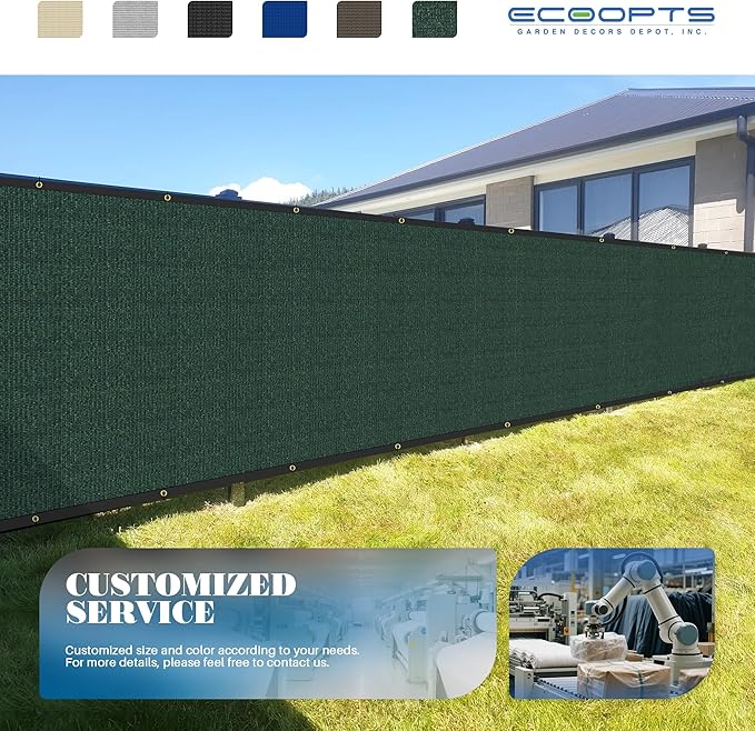 ECOOPTS 4'x12' Privacy Fence Screen Windscreen with Copper Grommets, Fit for Commercial Fence and Residential Garden Outdoor 90% UV Blockage, Cable Zip Ties Included (Green)