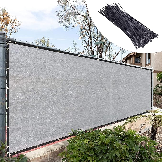 Royal Shade Custom Size 4' x 159' Grey Fence Privacy Screen Windscreen Cover Netting Mesh Fabric Cloth - Cable Zip Ties Included (We Make Custom Size)