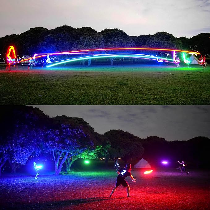 TOSY Flying Disc - 16 Million Colors RGB or 36 LEDs, Extremely Bright, Smart Modes, Camping Essentials for Teens/Kids/Adults/Men/Boys/Girls, Auto Light Up, Rechargeable, Waterproof, 175g